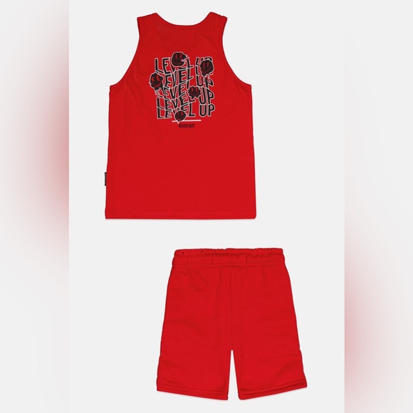 Brooklyn Cloth Red Tank Top and Shorts Level Up Matching Set size 5 - Picture 3 of 5